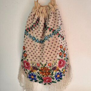 Antique Victorian Floral Beaded Purse